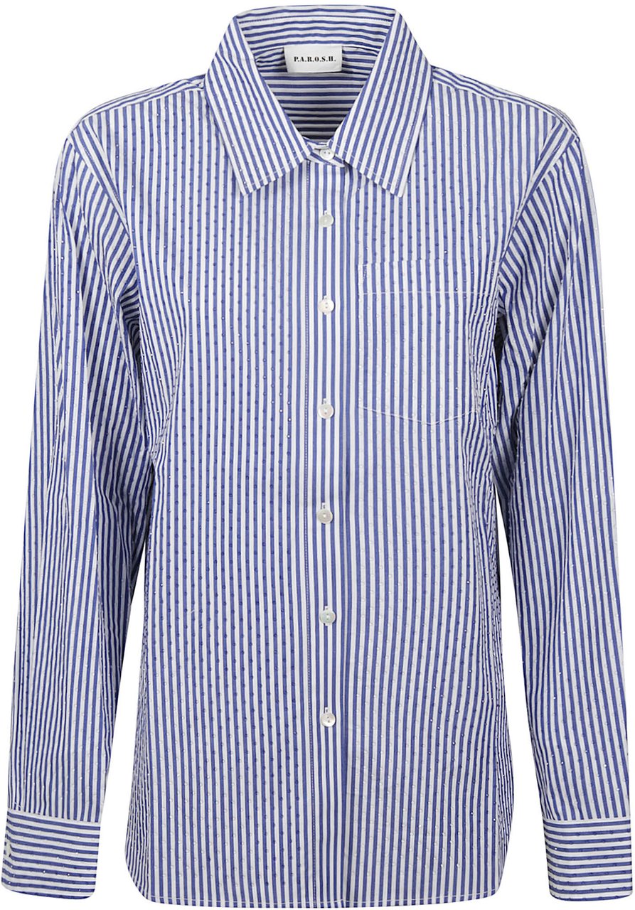 P.A.R.O.S.H. Cashine Long Sleeve Shirt Blue Blauw