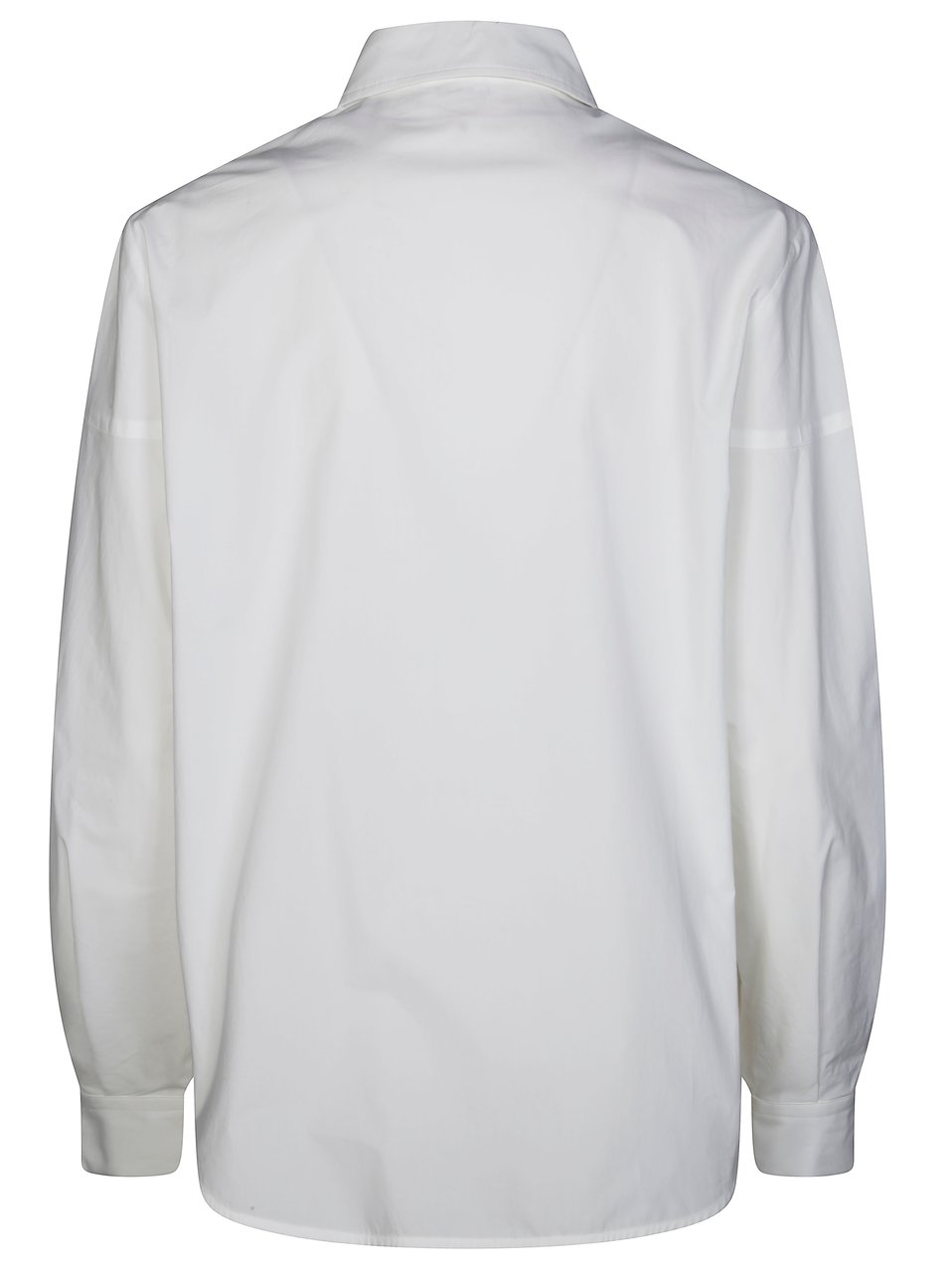 P.A.R.O.S.H. White Wide-Sleeved Cotton Shirt with Classic Collar Wit