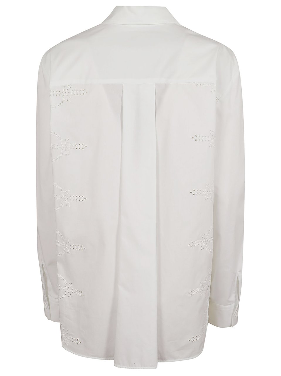 P.A.R.O.S.H. Sangallo Lace Openwork Shirt with Classic Collar Wit