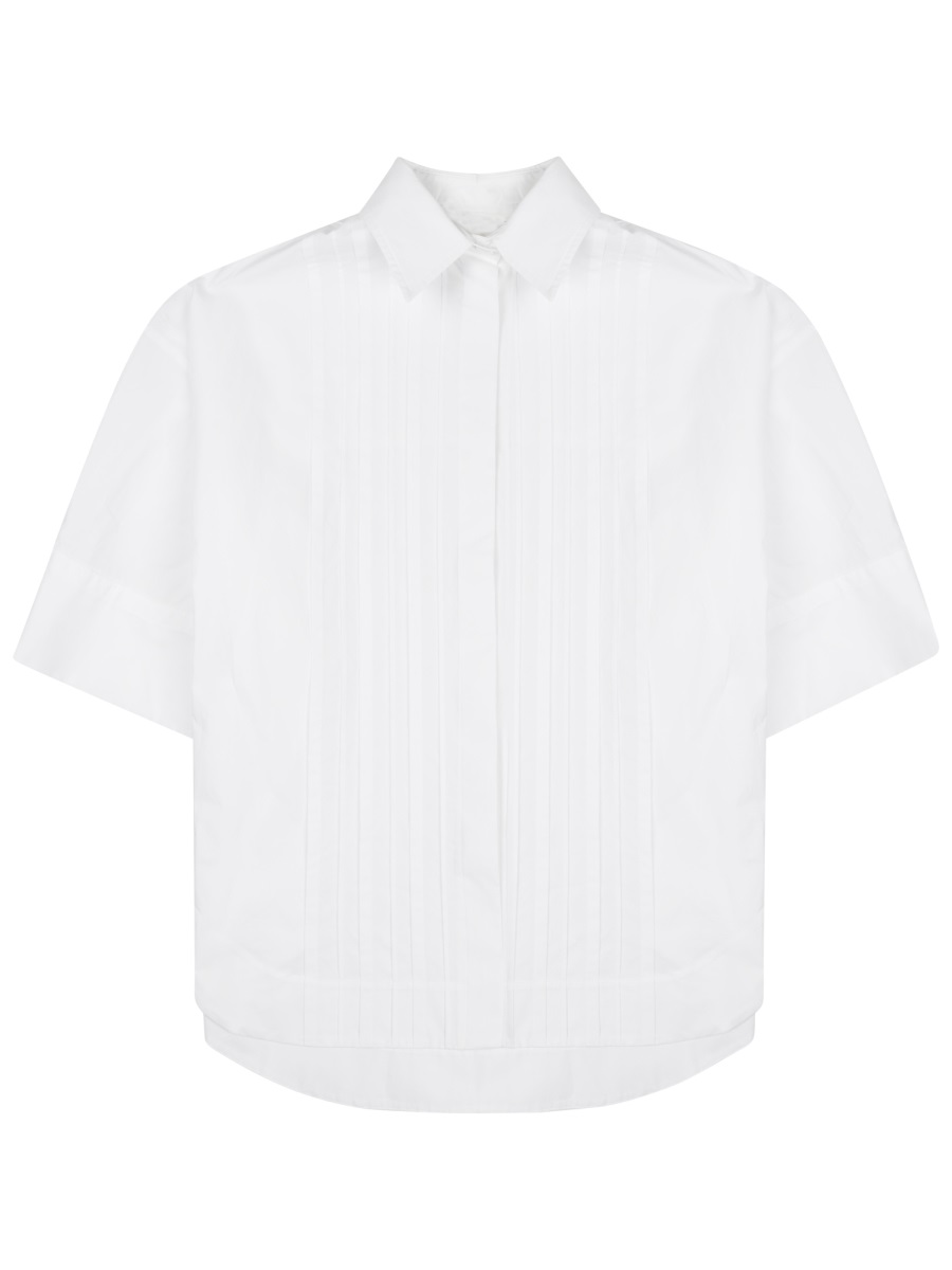 P.A.R.O.S.H. White Vertical Pleats Cotton Shirt Wit