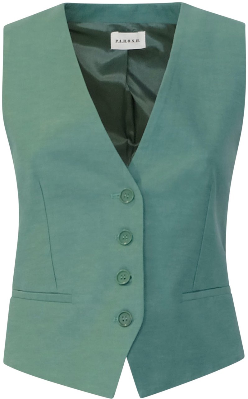 P.A.R.O.S.H. PAROSH D410028 068 RAISA25 GREEN VISCOSE GILET Groen