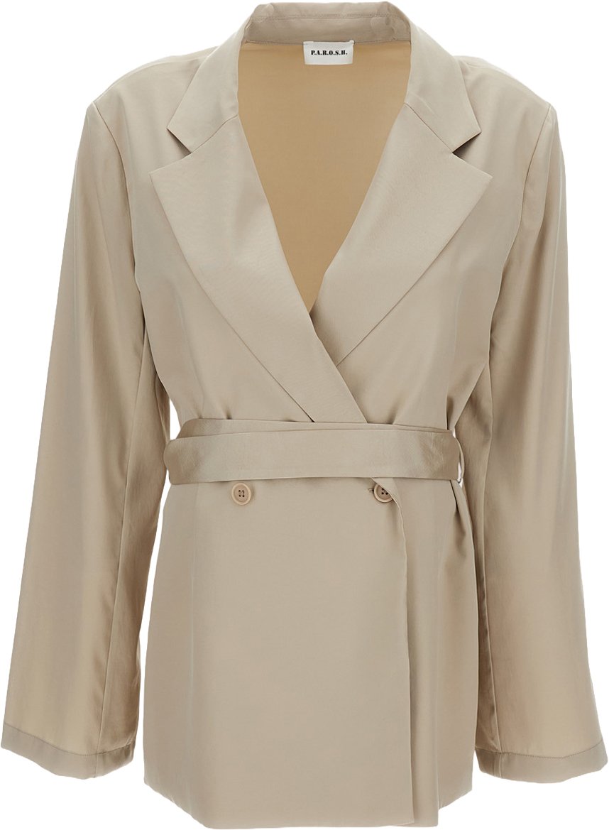 P.A.R.O.S.H. Tailored Beige Jacket with Clean Minimalist Design Neutraal