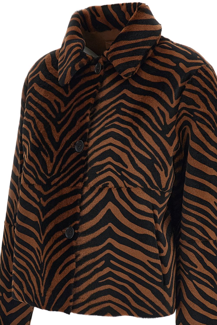 P.A.R.O.S.H. Brown Animalier Nappa Leather Jacket Bruin