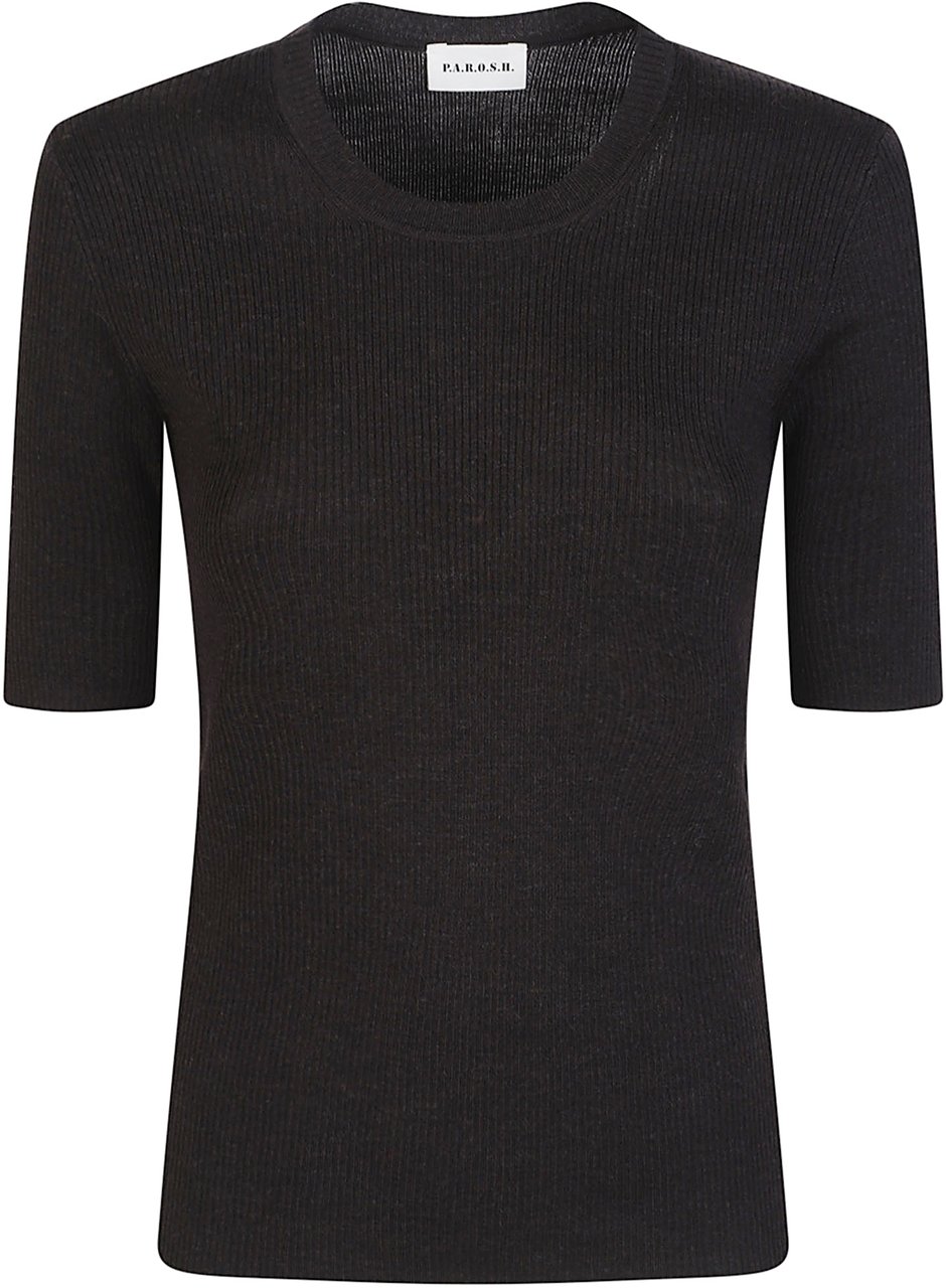 P.A.R.O.S.H. Leila Short Sleeve Sweater Brown Bruin