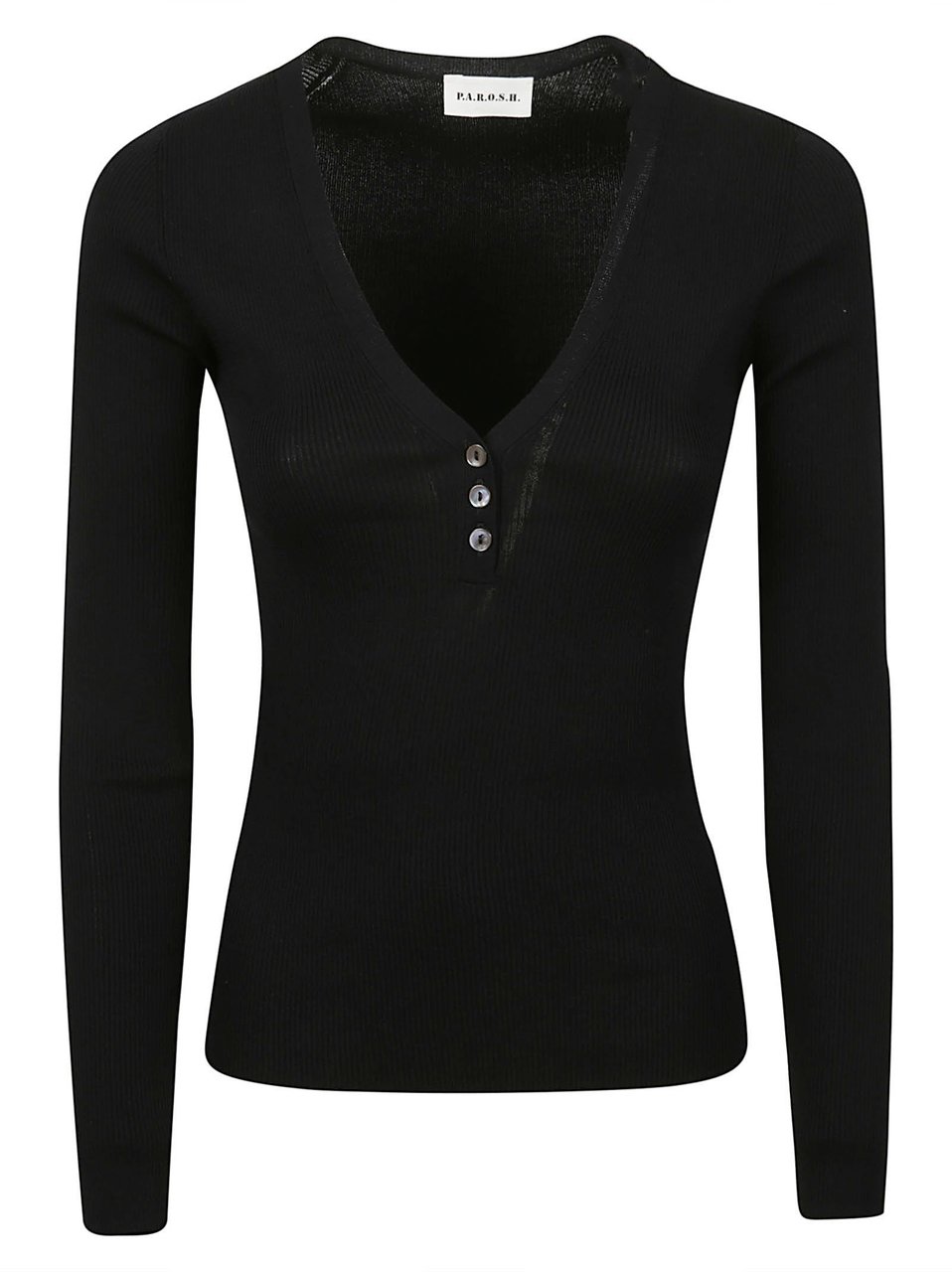 P.A.R.O.S.H. Cipria26 V Neck Long Sleeve Sweater Black Zwart