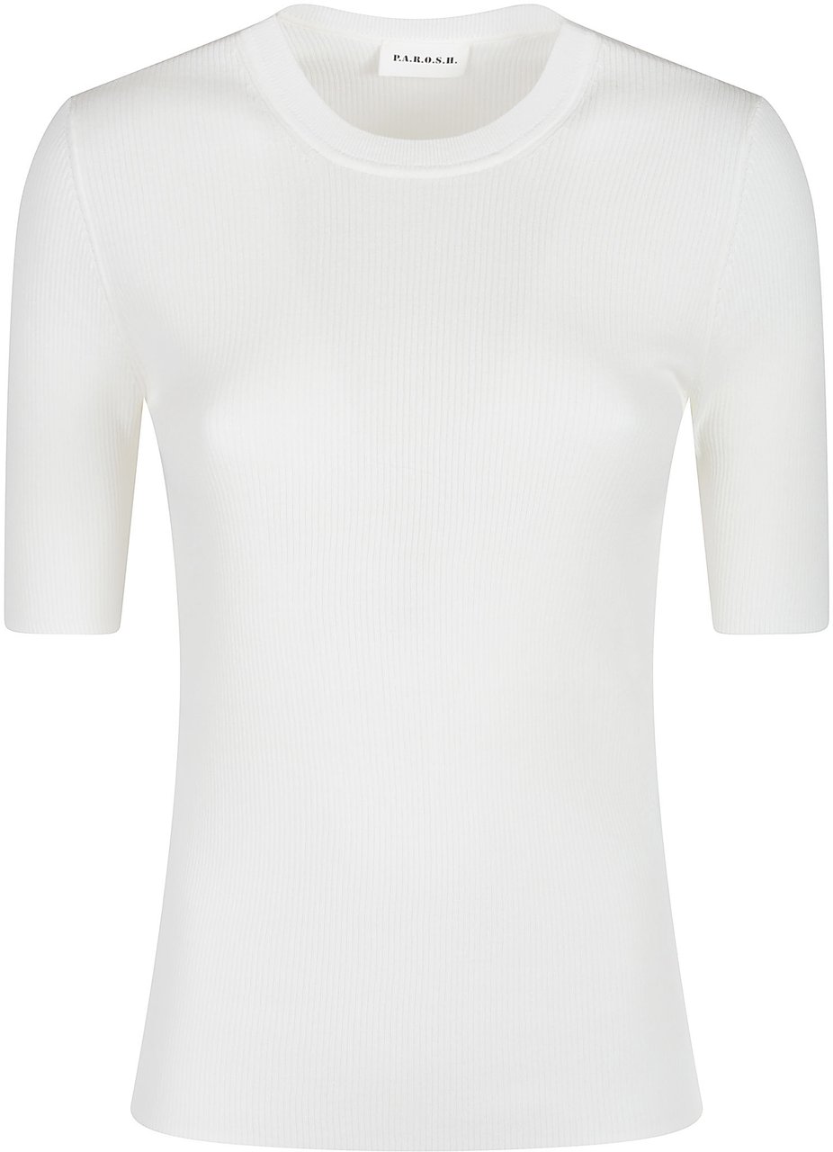P.A.R.O.S.H. Cipria25 Short Sleeve Sweater White Wit