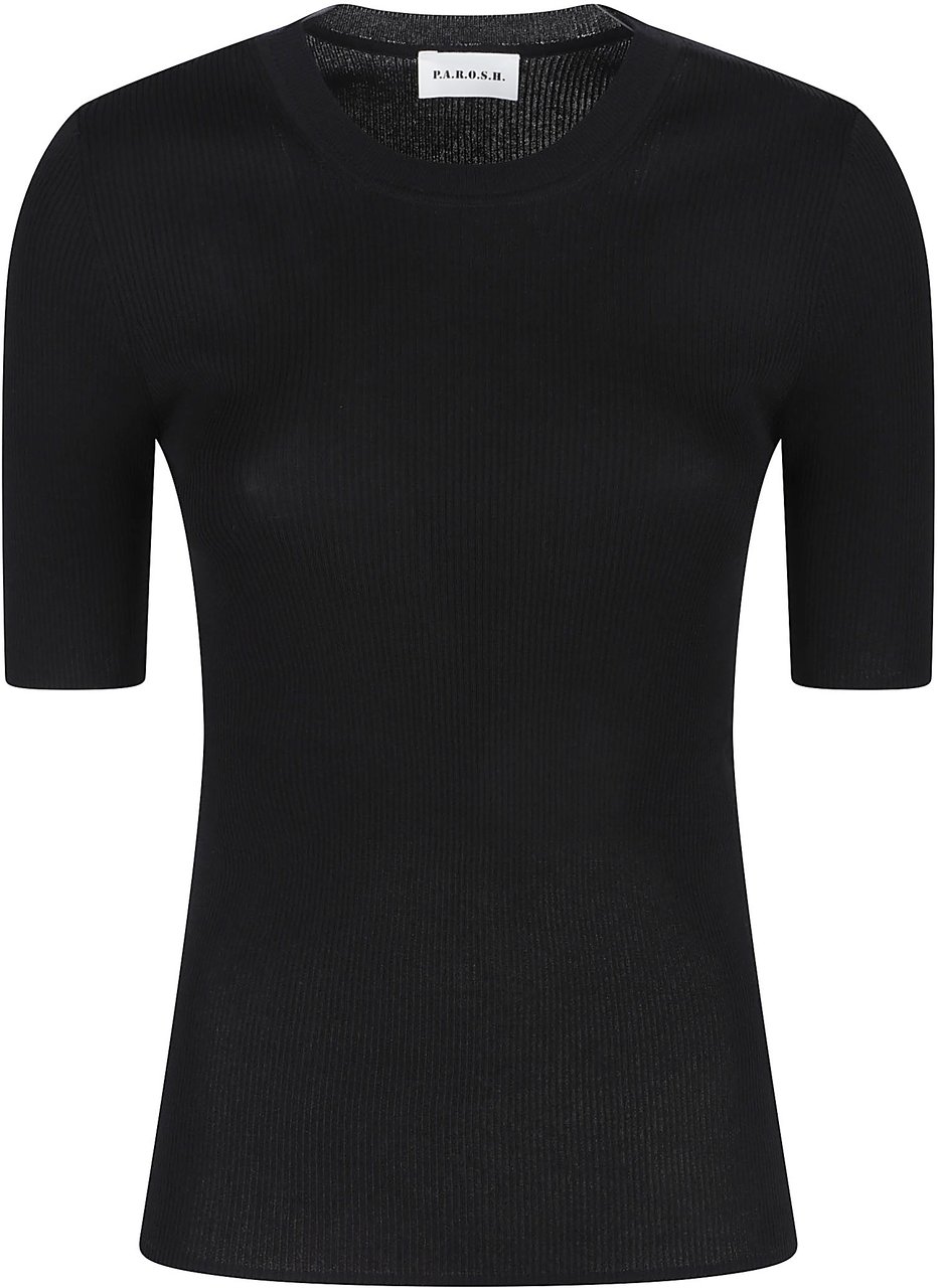 P.A.R.O.S.H. Cipria25 Short Sleeve Sweater Black Zwart