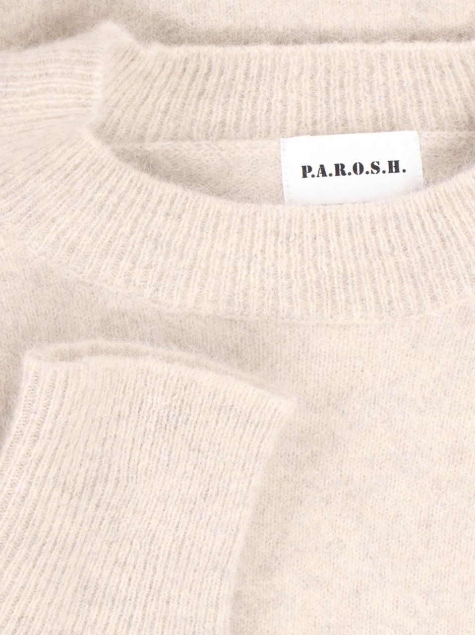 P.A.R.O.S.H. Relaxed-Fit White Knit Sweater With Ribbed Details Neutraal