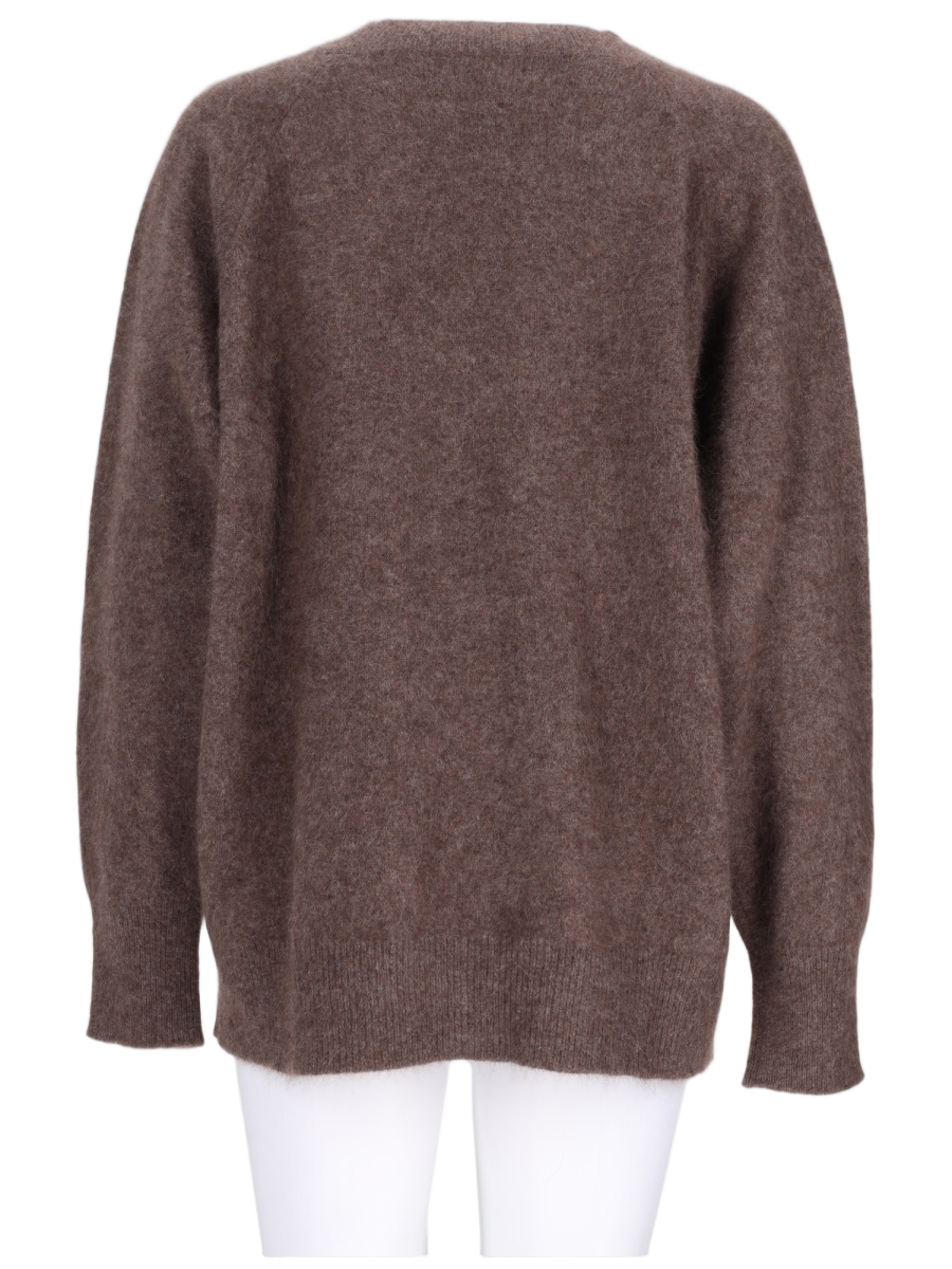 P.A.R.O.S.H. Soft Fuzzy Knit Sweater with Relaxed Fit and Ribbed Details Bruin
