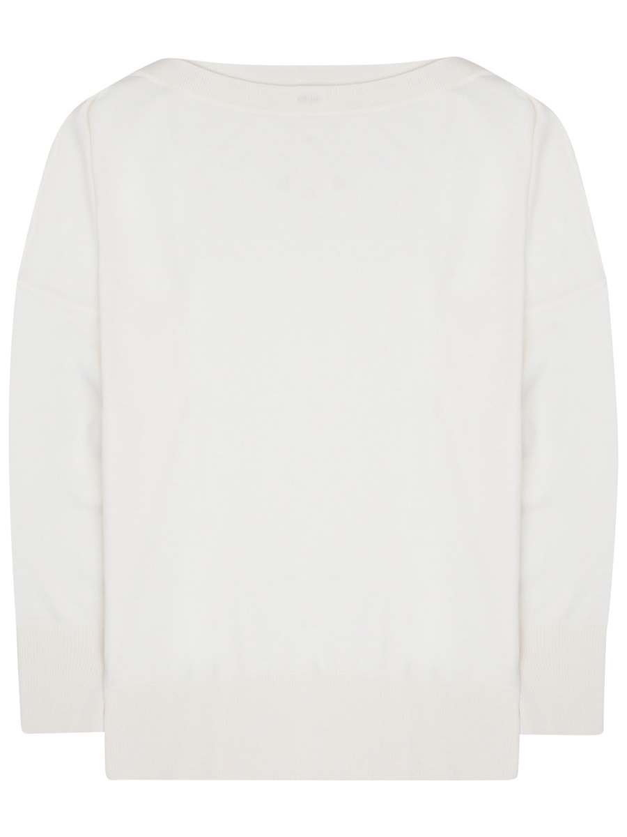P.A.R.O.S.H. Ivory Wide Round Neck Wool-Blend Sweater Wit