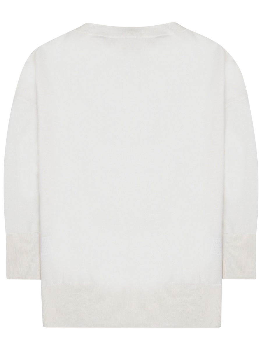 P.A.R.O.S.H. Ivory Wide Round Neck Wool-Blend Sweater Wit