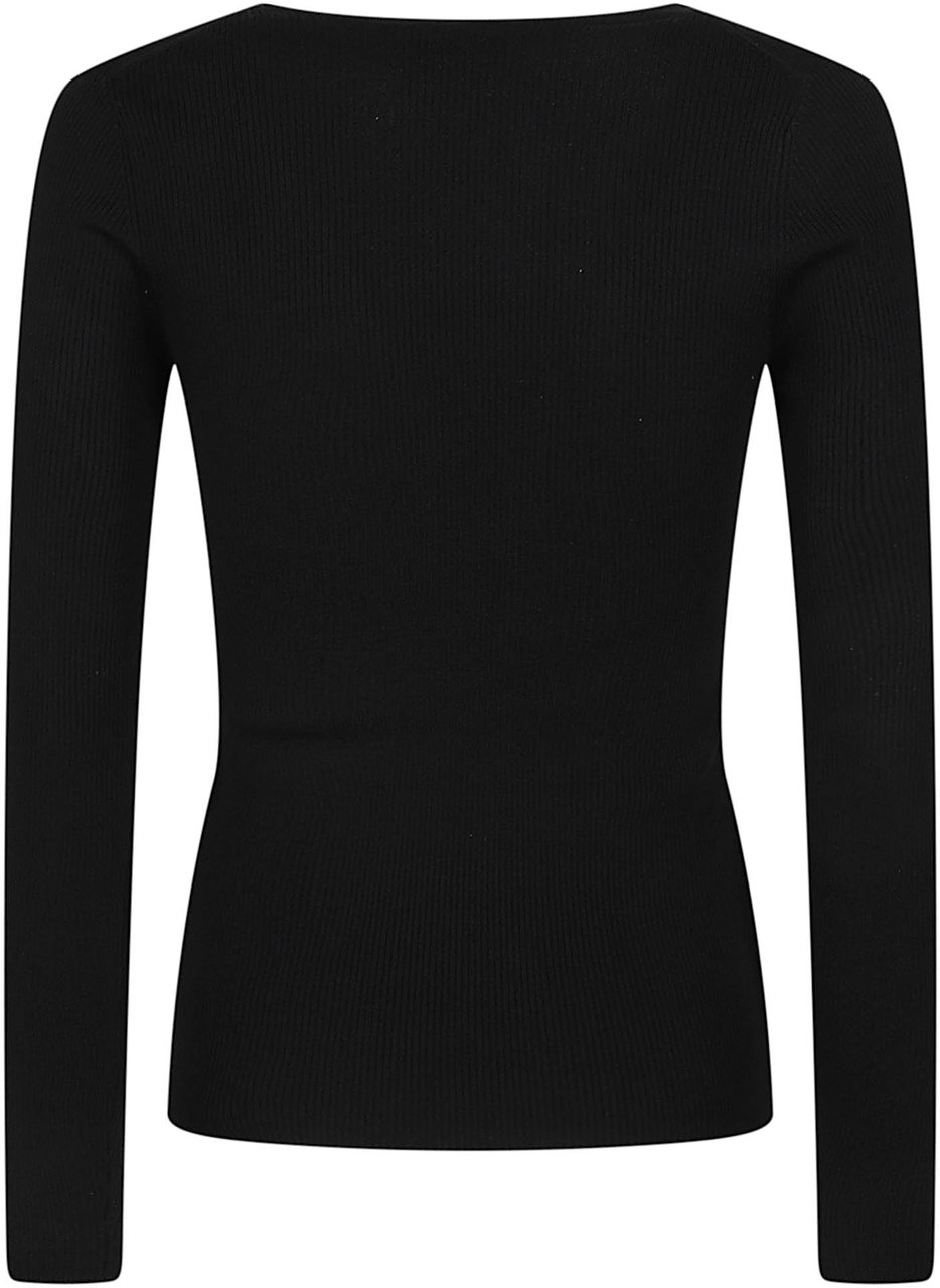 P.A.R.O.S.H. Long U Neck Long Sleeve Sweater Black Zwart