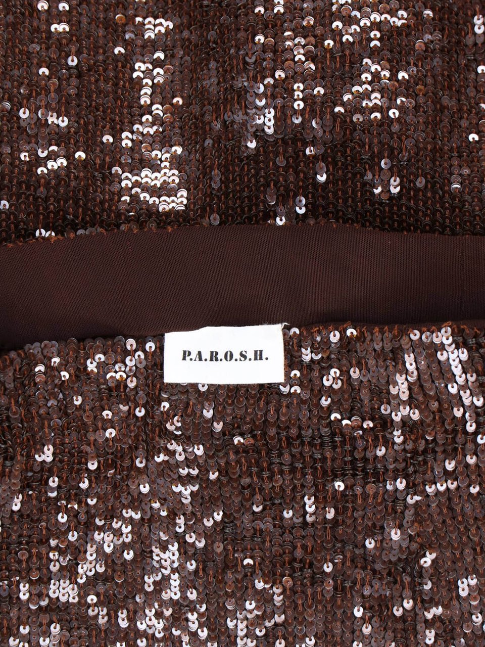 P.A.R.O.S.H. Brown Midi Sequin Skirt Bruin