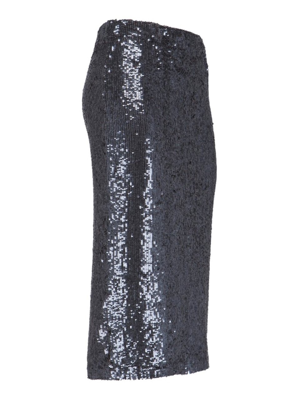 P.A.R.O.S.H. Straight Silhouette Black Sequin Midi Skirt Zwart