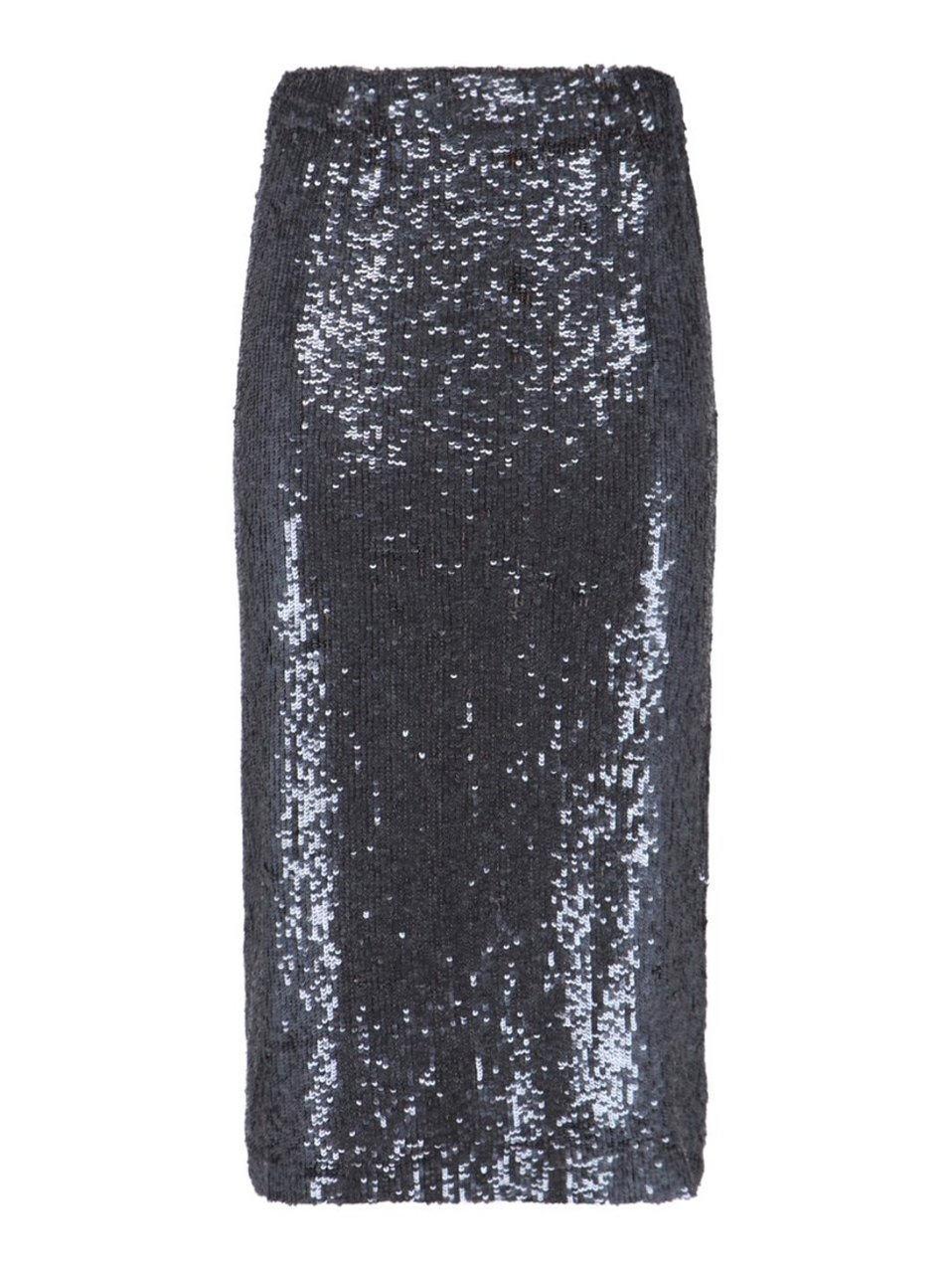 P.A.R.O.S.H. Straight Silhouette Black Sequin Midi Skirt Zwart