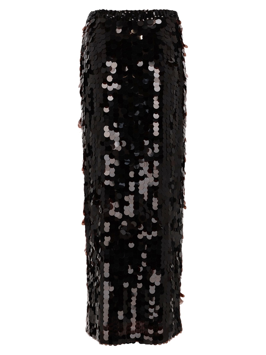 P.A.R.O.S.H. Black Macro Paillettes Polyamide Midi Skirt Zwart