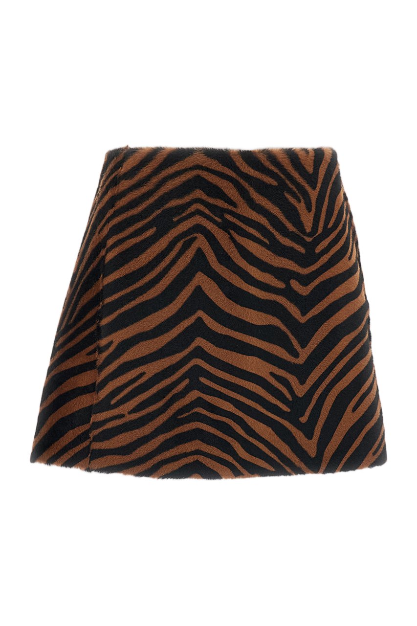 P.A.R.O.S.H. Animalier Pony-Effect Leather Mini Skirt Bruin