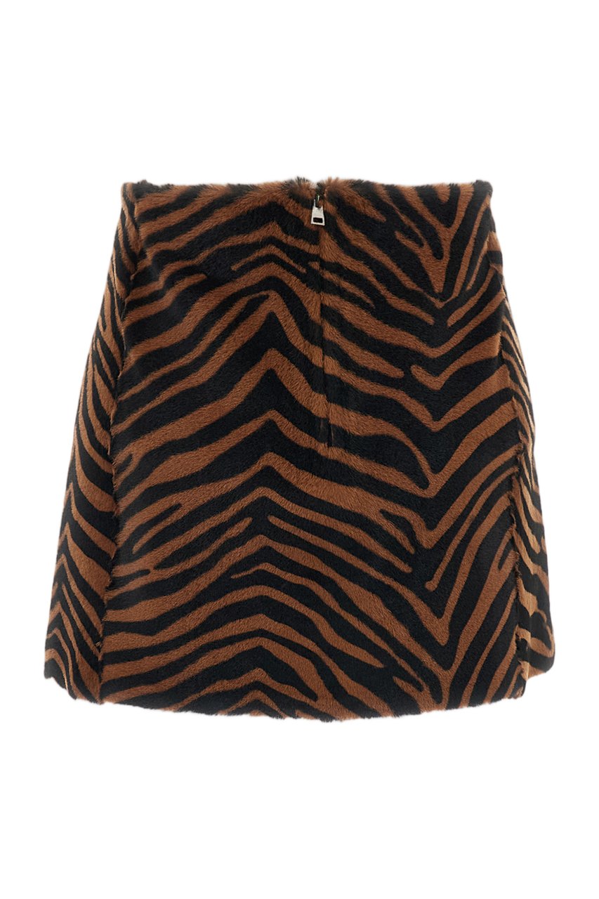 P.A.R.O.S.H. Animalier Pony-Effect Leather Mini Skirt Bruin