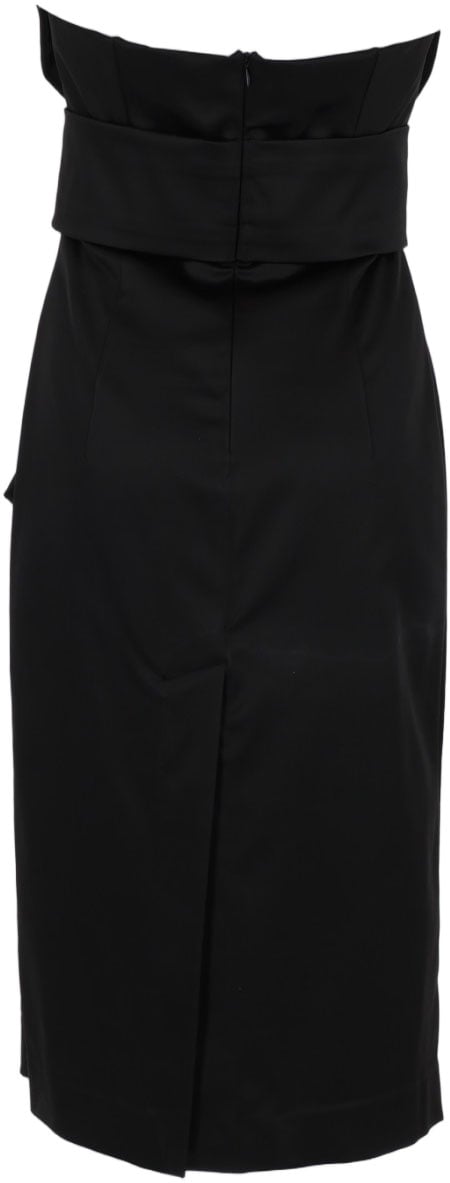 P.A.R.O.S.H. Structured Midi Dress with Draped Detail Zwart