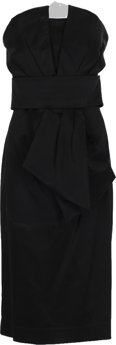 P.A.R.O.S.H. Structured Midi Dress with Draped Detail Zwart