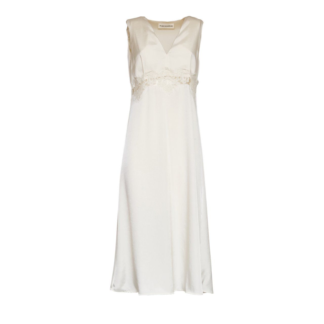 P.A.R.O.S.H. Paky Lace Detail V-Neck Maxi Dress Neutraal