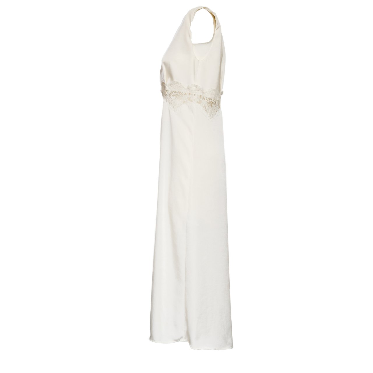 P.A.R.O.S.H. Paky Lace Detail V-Neck Maxi Dress Neutraal
