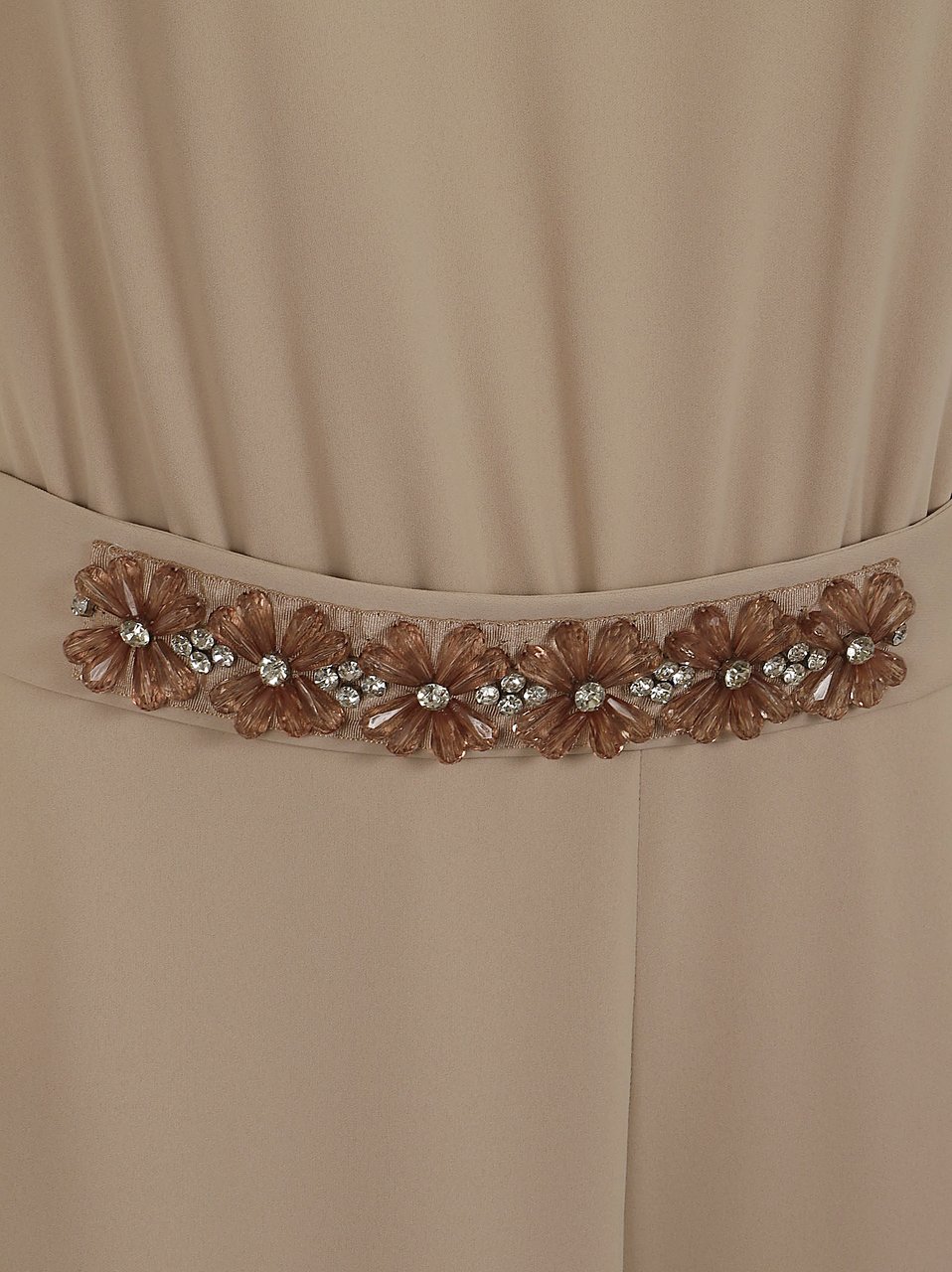 P.A.R.O.S.H. Beige Floral Applique Jumpsuit with Keyhole Back Neutraal