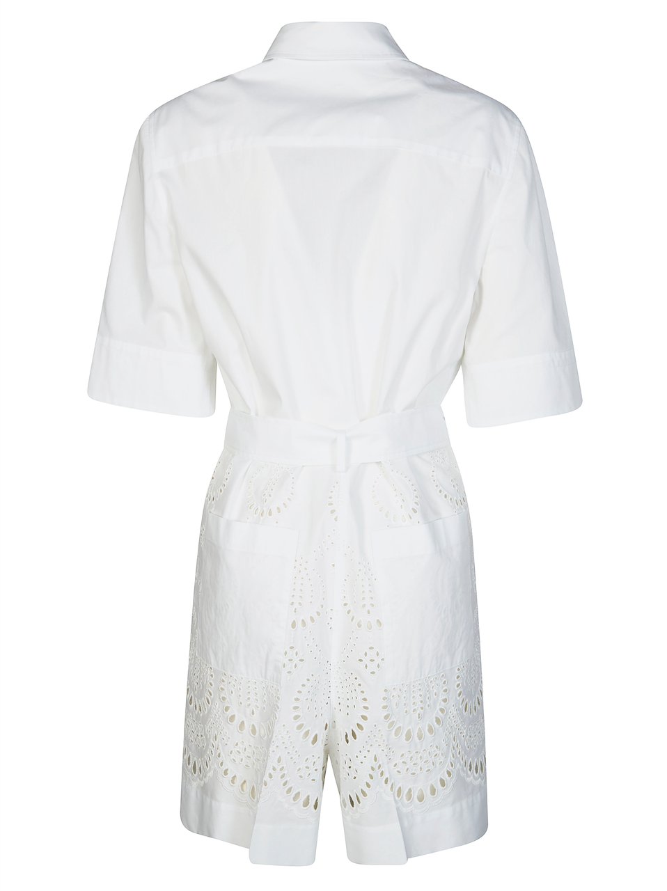 P.A.R.O.S.H. White Eyelet Embroidered Romper Wit