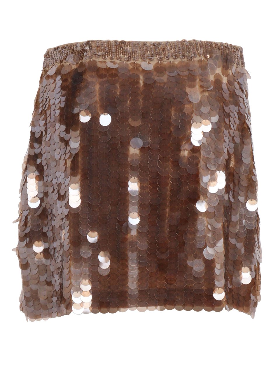 P.A.R.O.S.H. Shimmering Sequin Elastic Mini Skirt Bruin
