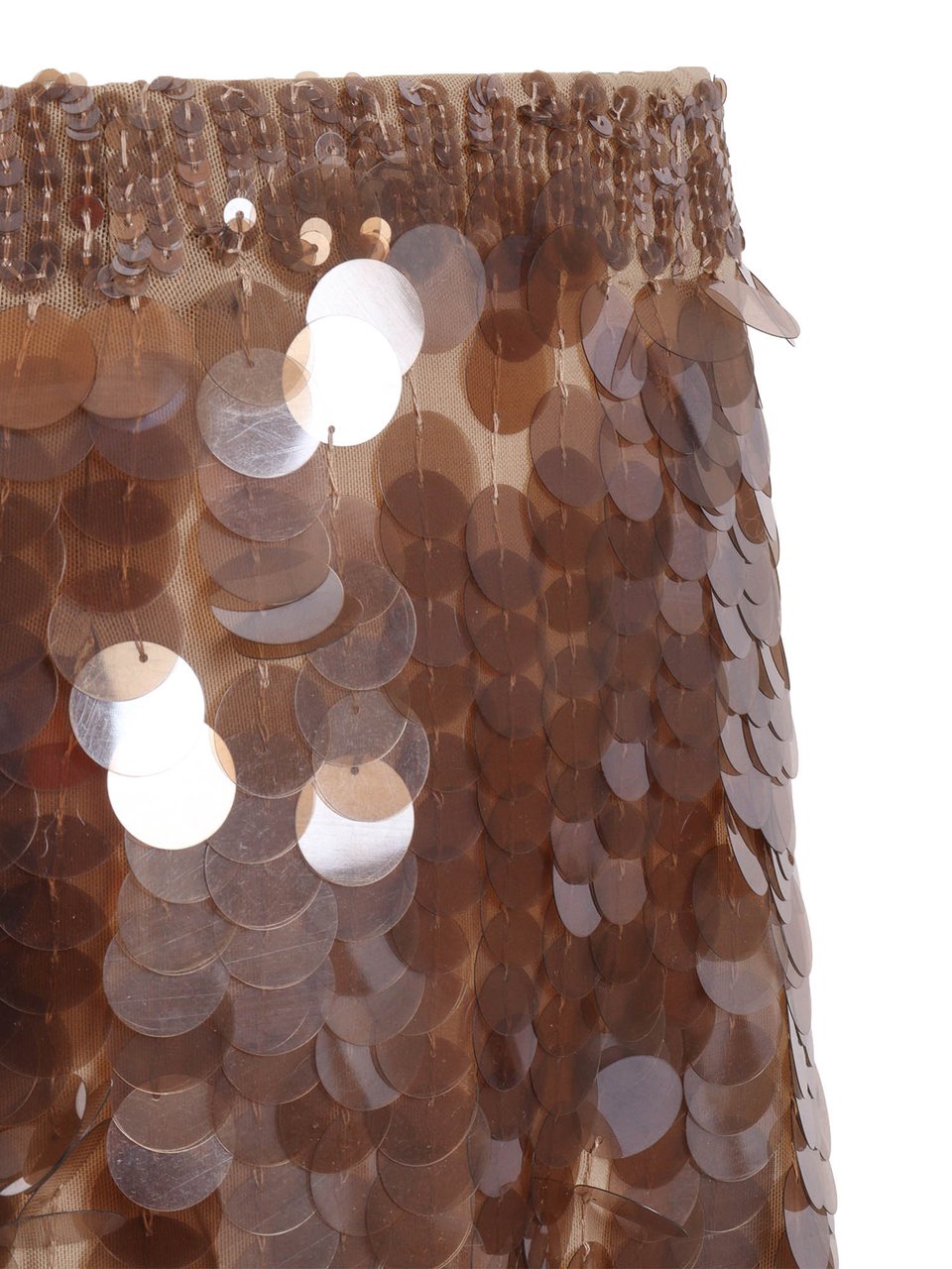P.A.R.O.S.H. Shimmering Sequin Elastic Mini Skirt Bruin
