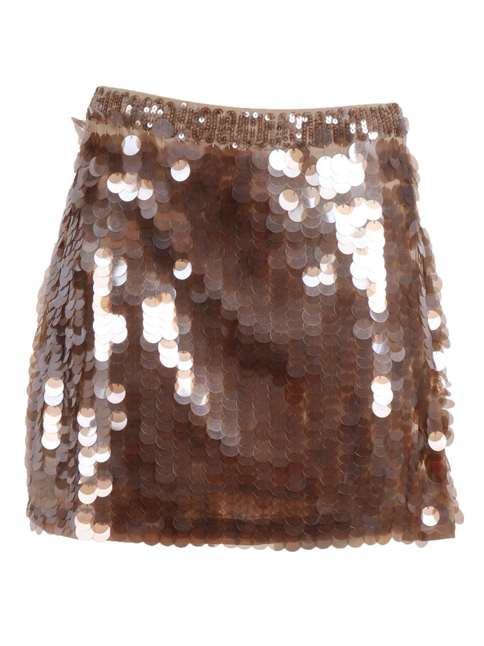 P.A.R.O.S.H. Shimmering Sequin Elastic Mini Skirt Bruin