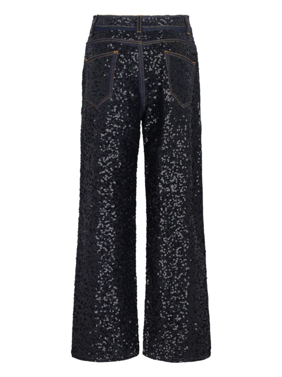 P.A.R.O.S.H. "Guff" Sequin Straight Jeans In Black Stretch Denim Zwart
