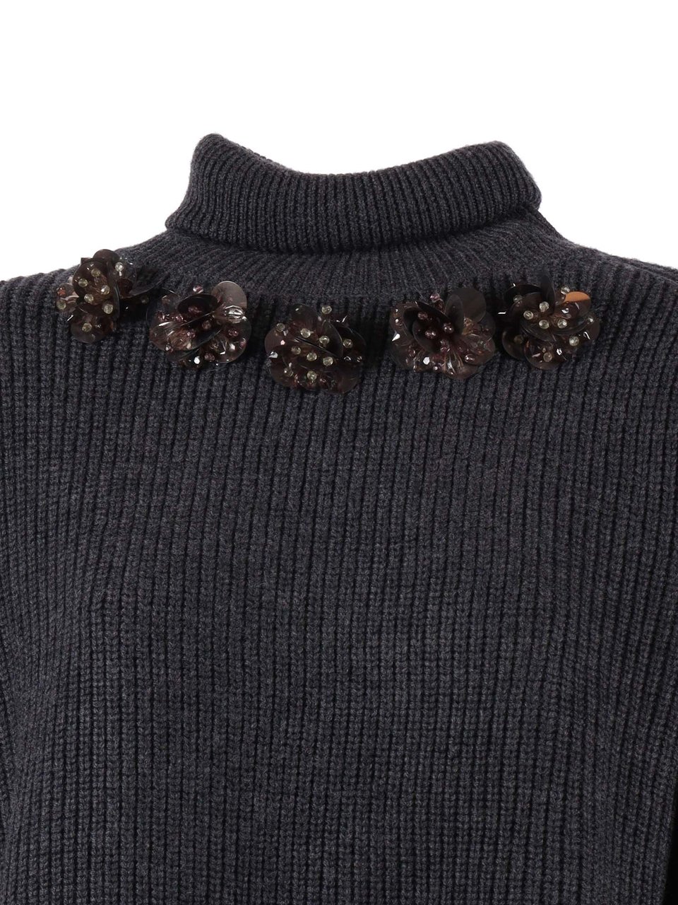 P.A.R.O.S.H. Ribbed Knit Floral Sweater Zwart
