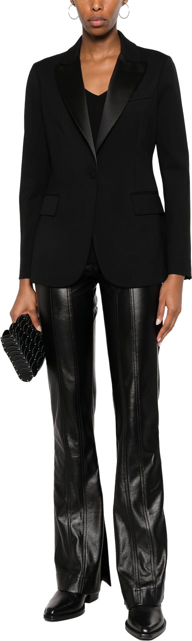 P.A.R.O.S.H. Black Tailored Textured Wool Blend Blazer Zwart