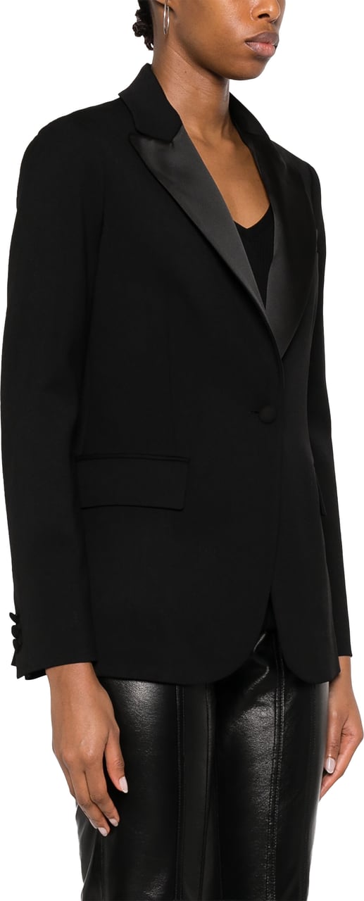 P.A.R.O.S.H. Black Tailored Textured Wool Blend Blazer Zwart