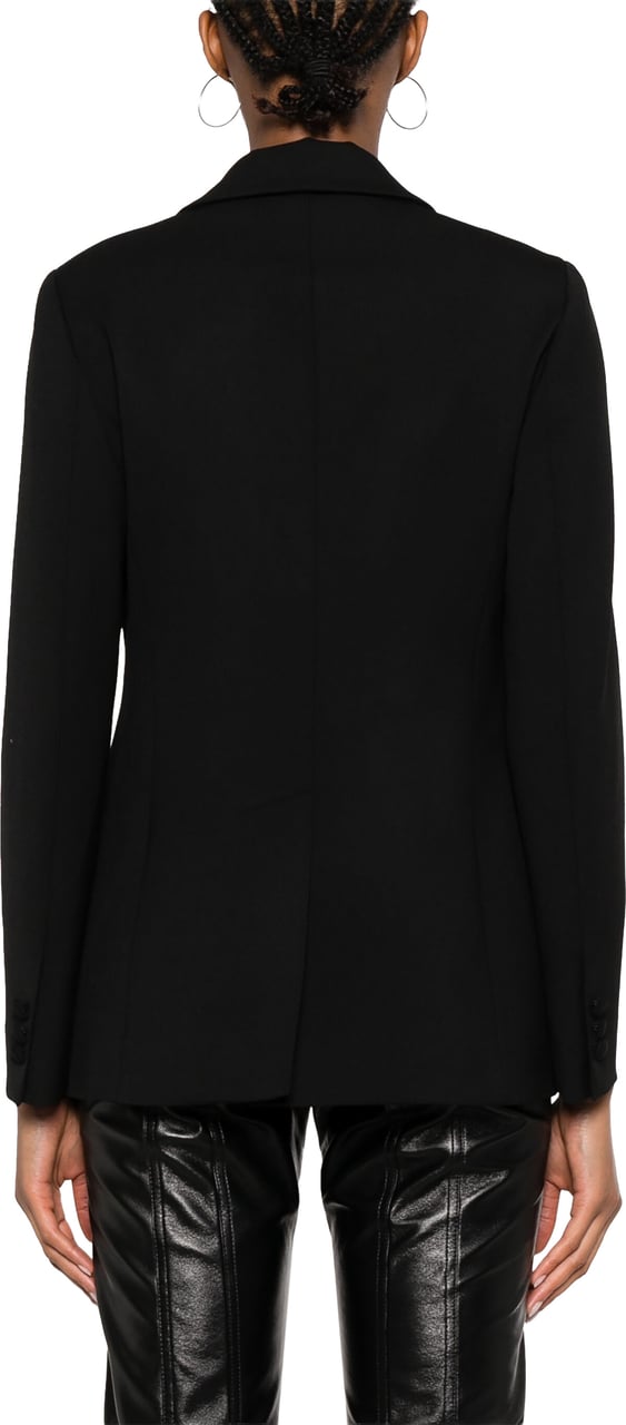 P.A.R.O.S.H. Black Tailored Textured Wool Blend Blazer Zwart