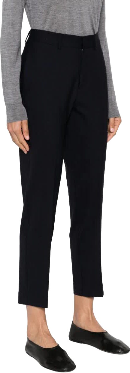 P.A.R.O.S.H. Mid Rise Cropped Straight Leg Wool Pants Zwart