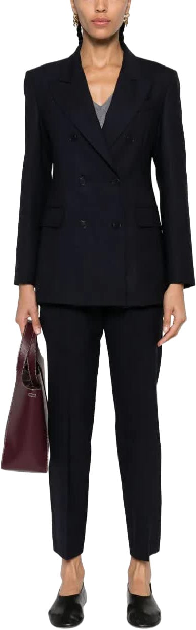P.A.R.O.S.H. Mid Rise Cropped Straight Leg Wool Pants Zwart