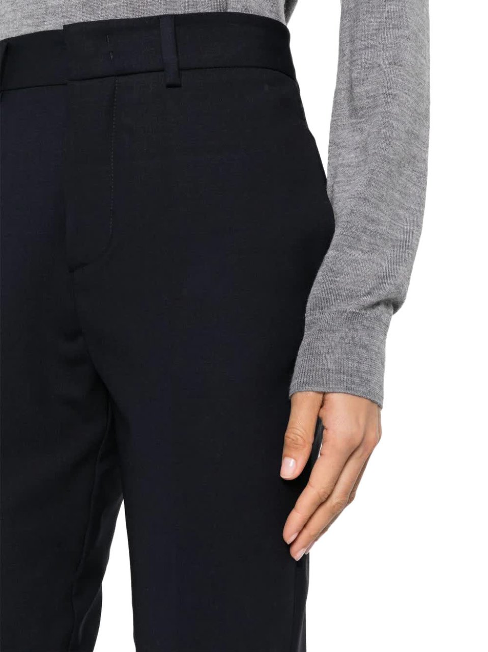 P.A.R.O.S.H. Mid Rise Cropped Straight Leg Wool Pants Zwart