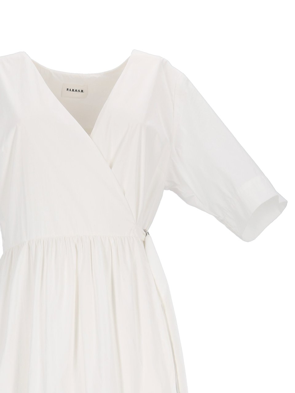 P.A.R.O.S.H. Wrap Style Tiered Belted Midi Dress Wit