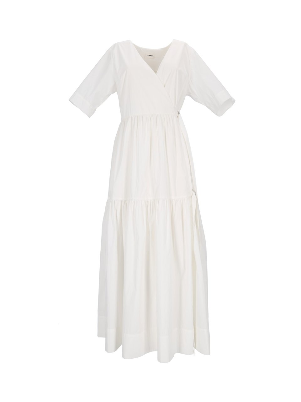 P.A.R.O.S.H. Wrap Style Tiered Belted Midi Dress Wit
