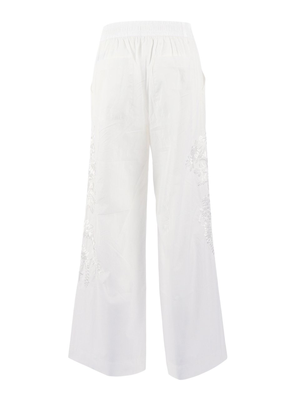 P.A.R.O.S.H. Wide Leg Embroidered Drawstring Straight-Leg Pants Wit