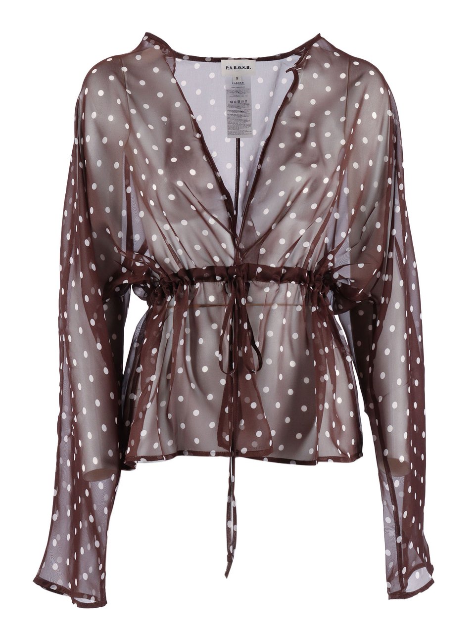 P.A.R.O.S.H. Sheer Brown V Neck Blouse Grijs