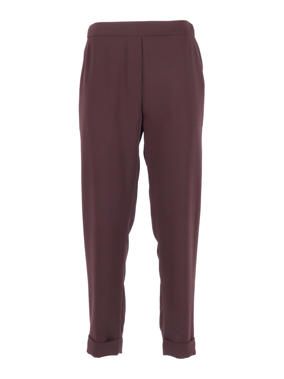 P.A.R.O.S.H. Relaxed Fit Cuffed Cropped Straight-Leg Pants Maroon