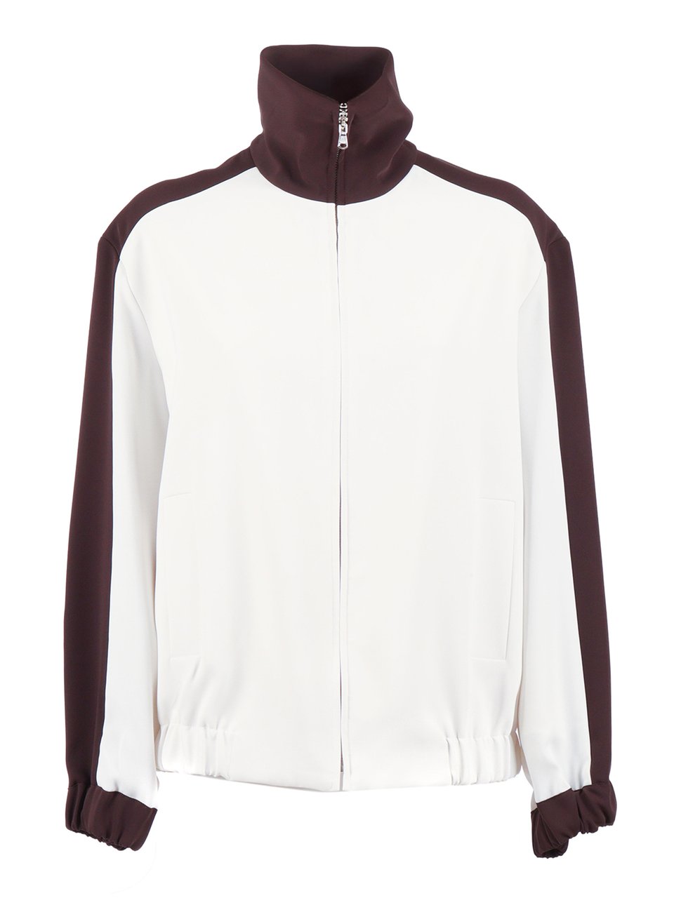 P.A.R.O.S.H. Color Blocked High Collar Jacket Wit