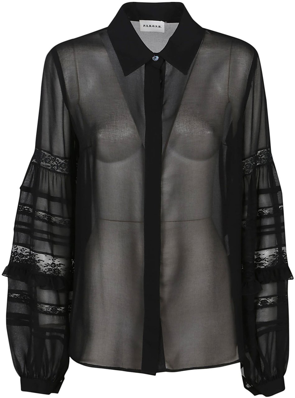 P.A.R.O.S.H. Polidori Long Sleeve Shirt Black Zwart