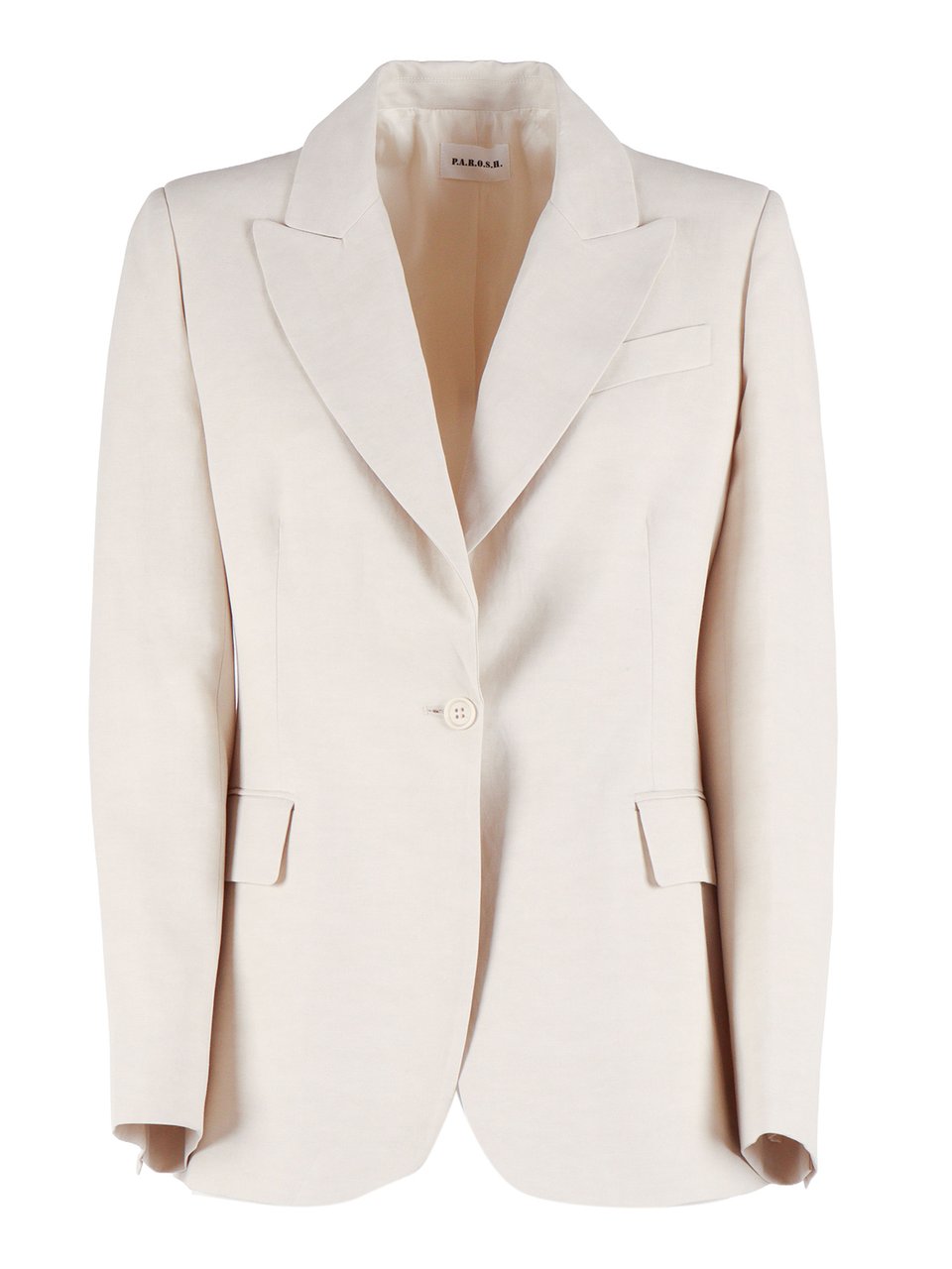 P.A.R.O.S.H. Single Breasted Structured Shoulder Blazer Neutraal