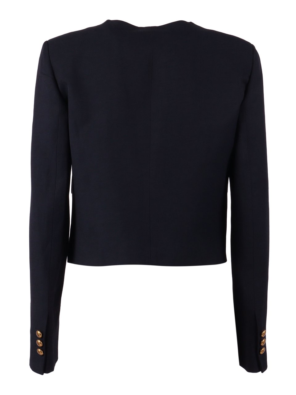 P.A.R.O.S.H. Cropped Structured Gold Button Jacket Zwart