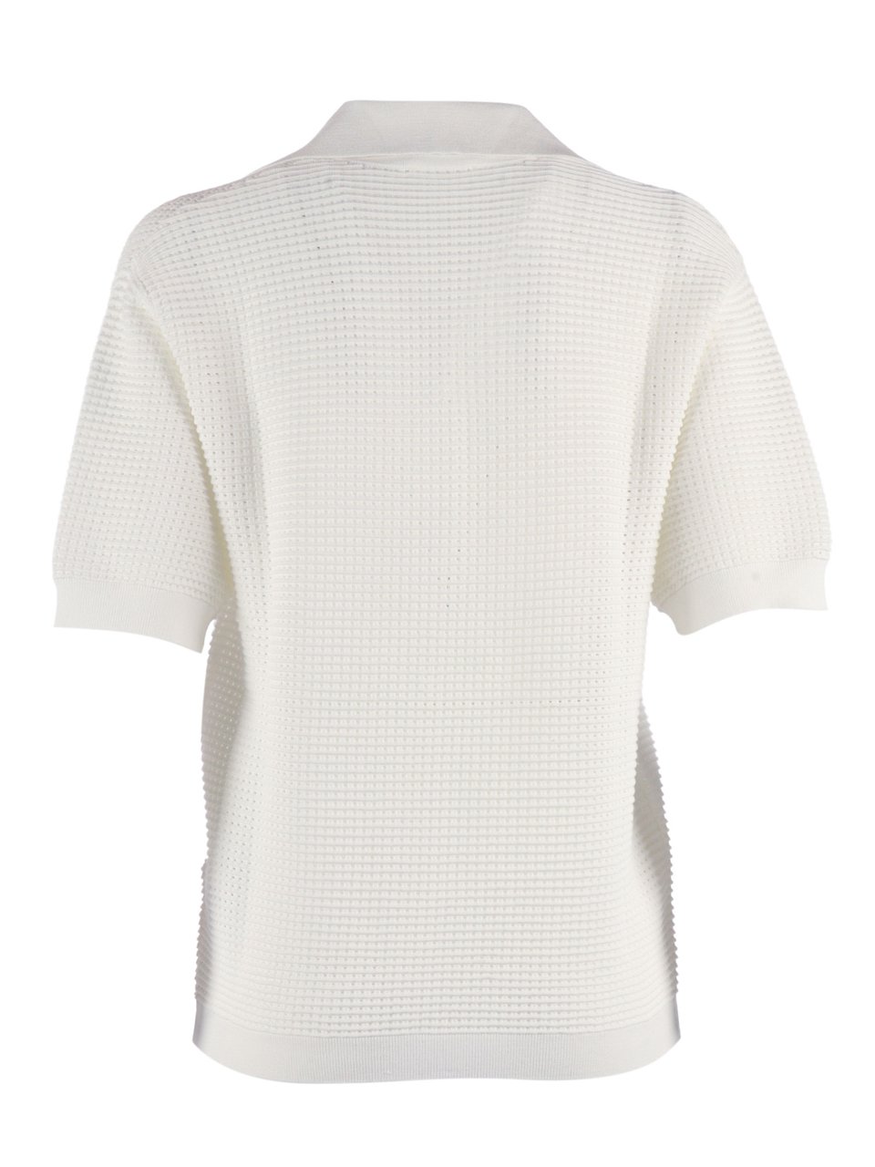 P.A.R.O.S.H. Boxy Fit V Neck Knit Top Wit