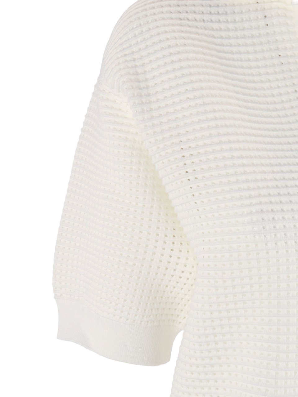 P.A.R.O.S.H. Boxy Fit V Neck Knit Top Wit